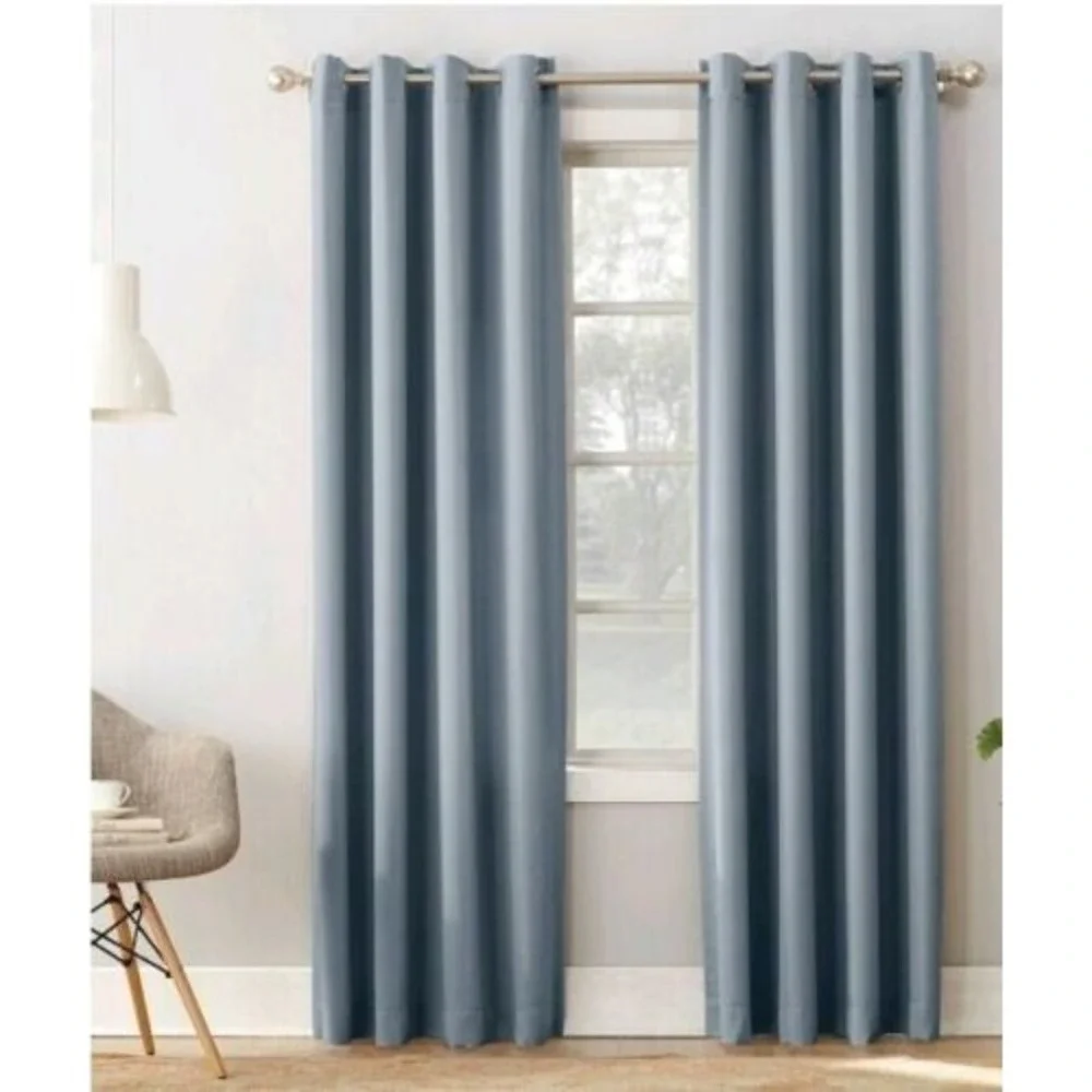 ⚡️ Lichtenberg 54 x54 Grommet Top Room Darkening Curtain one Panel Vintage ⚡Blue